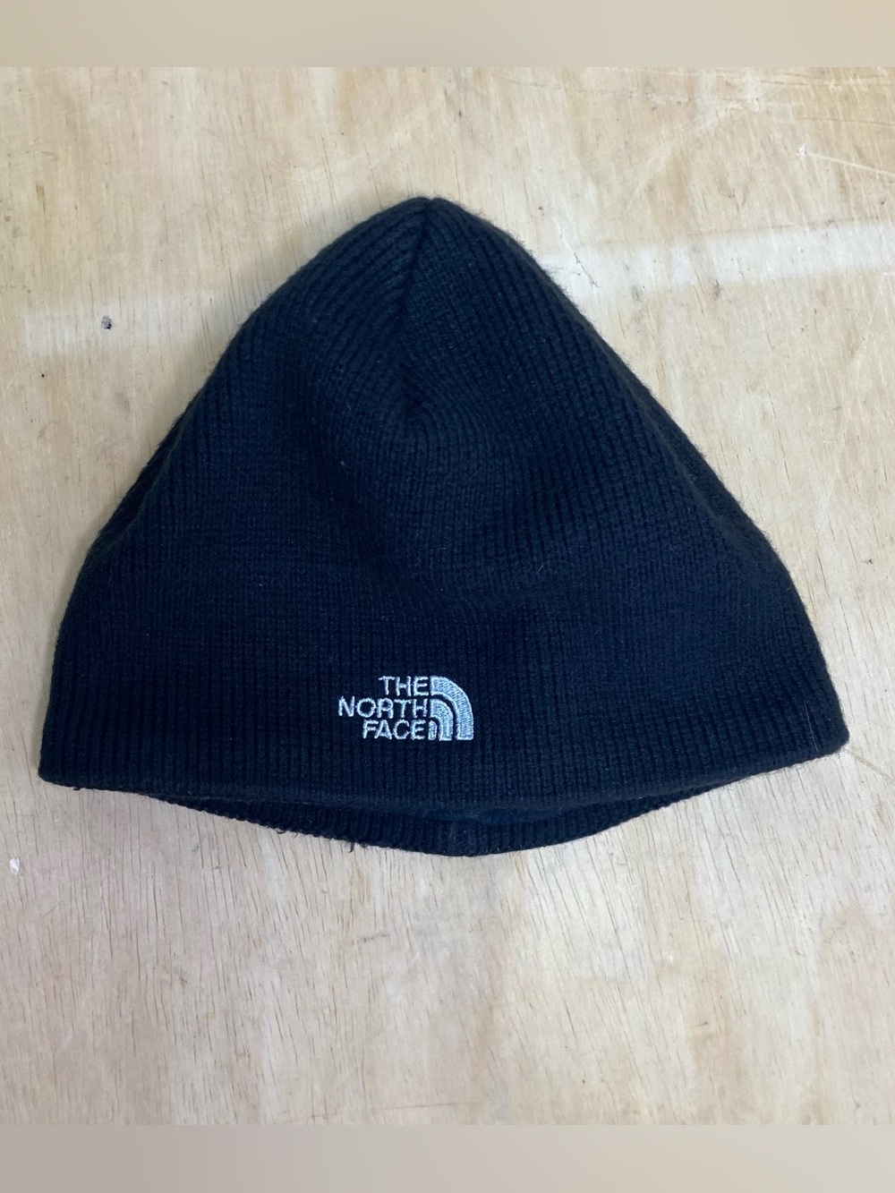 The North Face Black Knit Beanie with White Logo